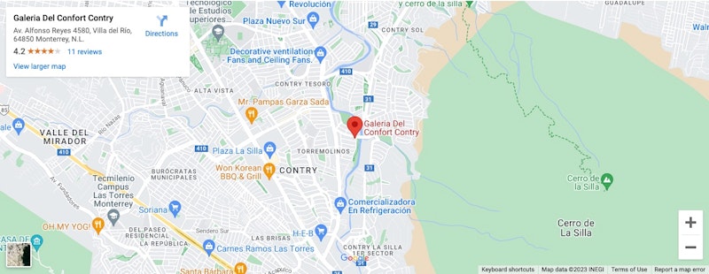 mapa sucursal gconfort contry